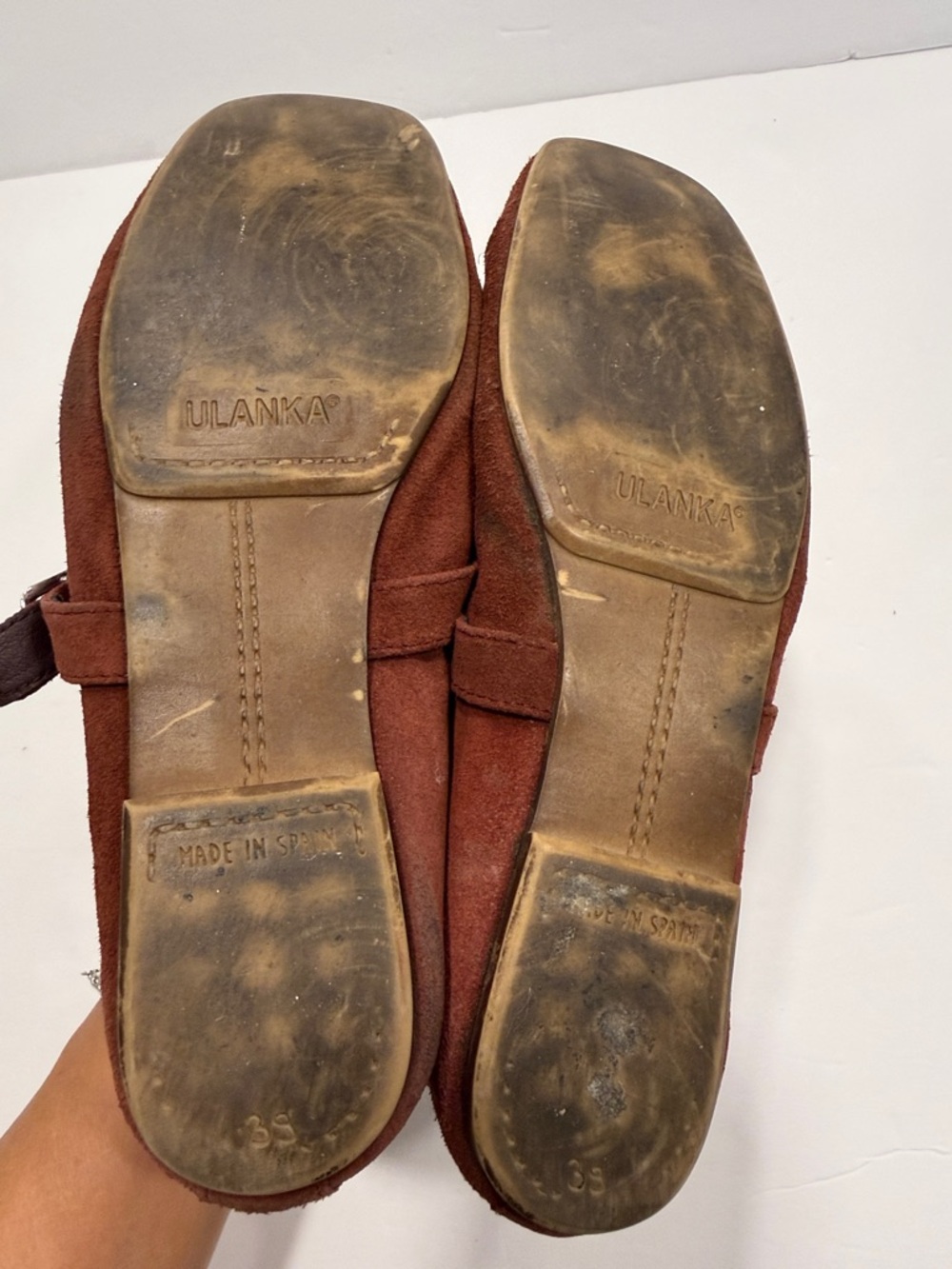 Ulanka Rust Suede Mary Jane Flats size 39 - Picture 6 of 9